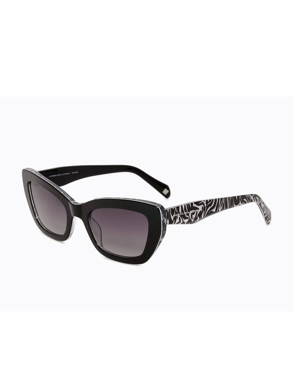 Carolina Lemke Black Cat-Eye Sunglasses with Zebra-Print by Carolina Lemke